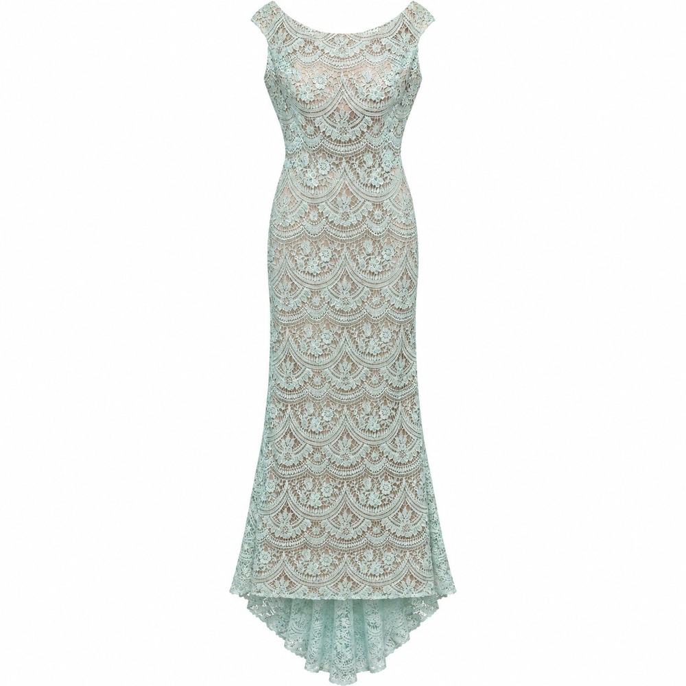 MGNY Mermaidcore Gown Gala Dress Women 12 Coquette Lace Scalloped Sequin Formal